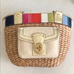 COACH LIMITED EDITION MULTISTRIPE STRAW BASKET BAG